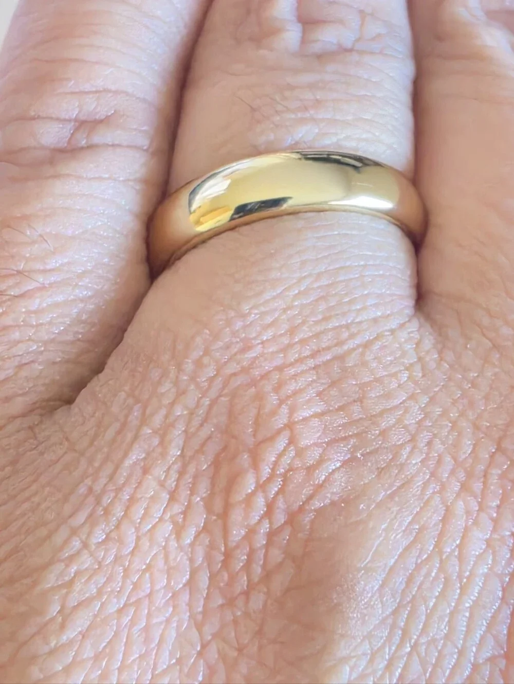 Gold Plated Wide Band Ring Size 11 Smooth Polished Minimalist Statement Jewelry
